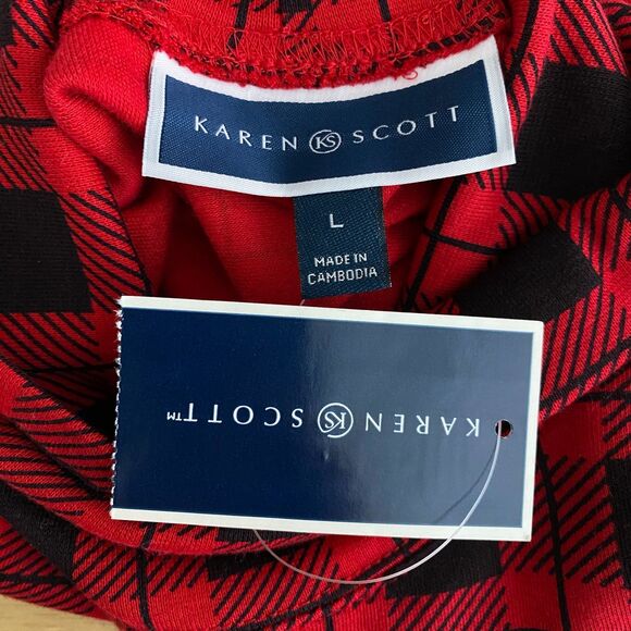 New Karen Scott Buffalo Tartan Plaid Turtleneck Top Women's Size Large - Picture 6 of 9